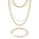 Gold Pearl x Oval Link Set - VIRAGE London