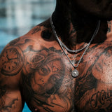 Gun Metal & Silver Compass Pendant & Cuban Chain Set - VIRAGE London, 2101