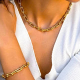 Chunky U Link Chain Necklace Gold - VIRAGE London