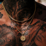 Gold Compass Pendant & Cuban Chain Set - VIRAGE London, 101