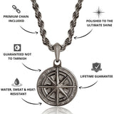 Gun Metal Compass Pendant - USPs - VIRAGE London