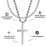 Silver Cross Pendant & Cuban Chain Set - USPs - VIRAGE London, 6601