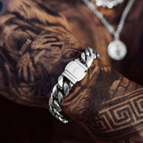 Silver Cuban Bracelet 14mm - VIRAGE London