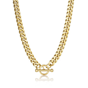 Cuban T-Bar Chain Necklace Gold - VIRAGE London