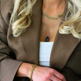 Cuban T-Bar Chain Necklace Gold - VIRAGE London