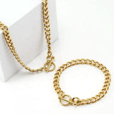 Cuban Link T-Bar Chain Bracelet Gold - VIRAGE London