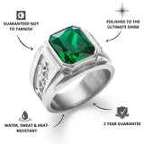 Silver Emerald Statement Ring - USPs - VIRAGE London, 5061034732355
