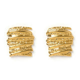 Gold Era Hammered Square Earrings - VIRAGE London