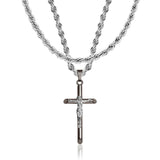 Gun Metal & Silver Crucifix Pendant & Rope Chain Set - VIRAGE London, 2033