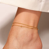 Beaded Ball & Cable Chain Anklet Gold - VIRAGE London