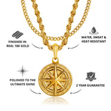 Gold Compass Pendant & Cuban Chain Set - USPs - VIRAGE London, 101