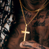 Gold Cross Pendant & Cuban Chain Set - VIRAGE London, 6501