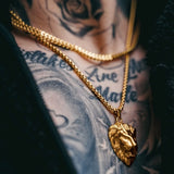 Gold Lion Pendant & Franco Chain Set - VIRAGE London, 111
