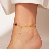 Onyx Charm Anklet Gold - VIRAGE London