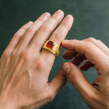 Gold Ruby Statement Ring - VIRAGE London, 5061034731747