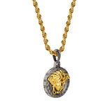 Gun Metal & Gold Medusa Pendant - VIRAGE London