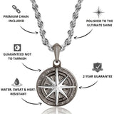 Gun Metal & Silver Compass Pendant - USPs - VIRAGE London