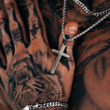 Gun Metal & Silver Cross Pendant - VRAGE London
