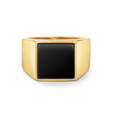 Gold Onyx Square Signet Ring - VIRAGE London, 5061034731983