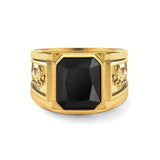 Gold Onyx Statement Signet Ring - VIRAGE London, 5061034731716