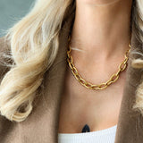 Oval Link T-Bar Chain Necklace Gold - VIRAGE London