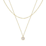 Round White Shell Layered Necklace Gold Success - VIRAGE London