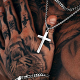 Silver Cross Pendant & Cuban Chain Set - VIRAGE London, 6601