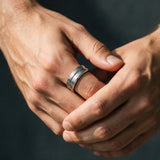 Silver Flat Grooved Ring - VIRAGE London, 5061034732041