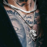 Silver Lion Pendant & Franco Chain Set - VIRAGE London, 1111
