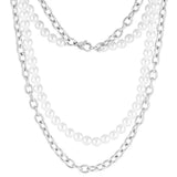 Silver Pearl x Oval Link Chain - VIRAGE London