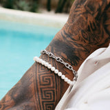 Silver Pearl x Oval Link Bracelet - VIRAGE London