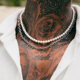 Silver Pearl x Oval Link Set - VIRAGE London