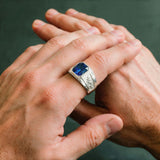 Silver Sapphire Statement Ring - VIRAGE London, 5061034732447