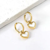White Quartz Heart Huggie Earrings Gold - VIRAGE London