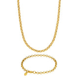 Gold Belcher Chain & Bracelet Set 5mm - VIRAGE London, 70100001010525