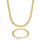 Gold Belcher Chain & Bracelet Set 8mm - VIRAGE London, 70100001010825