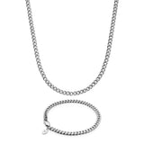 Silver Cuban Chain & Bracelet Set 5mm - VIRAGE London, 70010001020525